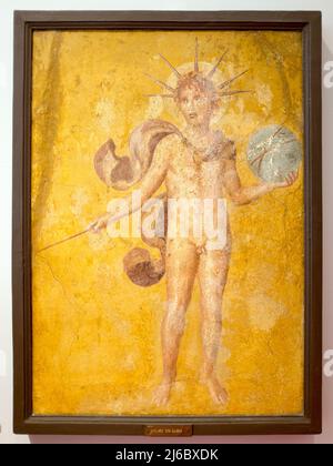 Alte Fresken aus Pompei im Nationalen Archäolgischen Museum Neapel Italien Stockfoto