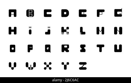 Englisches Alphabet, schwarz-weiße Buchstaben Stock Vektor