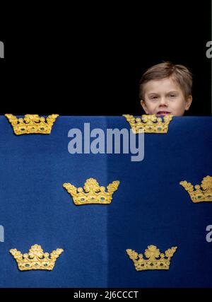 Prinz Oscar von Schweden im Königspalast in Stockholm, am 30. April 2022, anlässlich des 76.. Geburtstages von König Carl Gustaf Foto: Albert Nieboer / Netherlands OUT / Point de Vue OUT Stockfoto