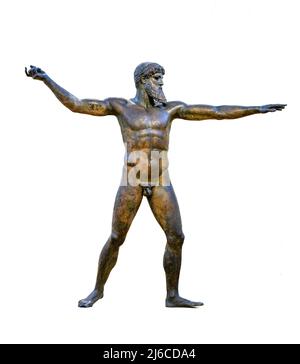 Bronzestatue von Zeus oder möglicherweise Poseidon. Gefunden im Meer von Kap Artemision, Nord-Euböa. Klassische Periode 460 v. Chr. Einer der wenigen ursprünglichen Sta