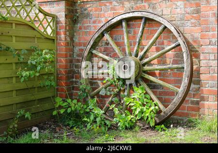 Hölzerne Wagenräder Stockfoto