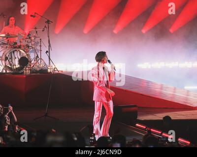 Maneskin - Damiano David während Maneskin Live, Italienischer Sänger Musikkonzert in Verona, Italien, April 28 2022 Stockfoto