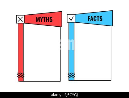 Mythos und Tatsache Check Liste Megaphon Form Vektor gesetzt. Stock Vektor