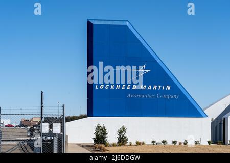 Der Eingang zum Standort der Lockheed Martin Aeronautics Company in Fort Worth, TX, USA. Stockfoto