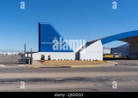 Der Eingang zum Standort der Lockheed Martin Aeronautics Company in Fort Worth, TX, USA. Stockfoto