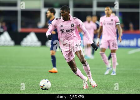 Foxborough, MA, USA. 30. April 2022; Foxborough, MA, USA; Inter Miami Verteidiger Damion Lowe (31) in Aktion während eines MLS-Matches zwischen Inter Miami FC und New England Revolution im Gillette Stadium. Anthony Nesmith/CSM Credit: CAL Sport Media/Alamy Live News Stockfoto