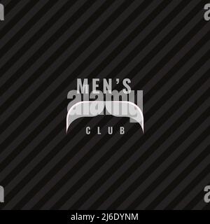 Herren Club-Logo mit schwarzem Hipster-Schnurrbart Stock Vektor