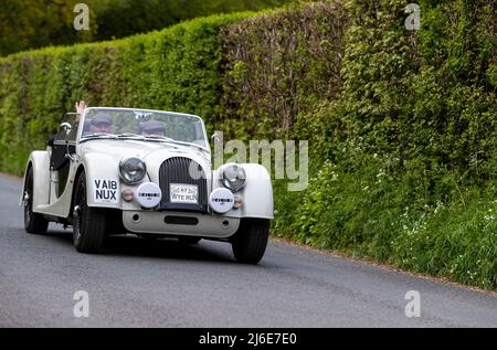 1980 Morgan 4/4 4-Sitzer - Oldtimer Frühling Rotary Club Charity "Wye Run" durch Wales und das Wye Valley. Stockfoto