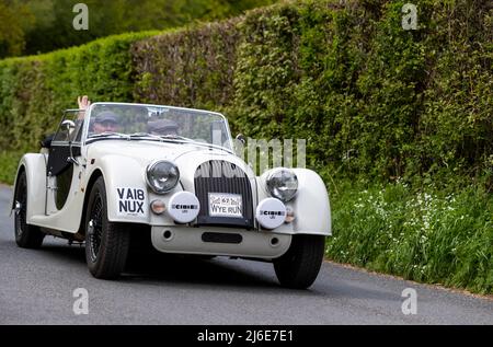 1980 Morgan 4/4 4-Sitzer - Oldtimer Frühling Rotary Club Charity "Wye Run" durch Wales und das Wye Valley. Stockfoto