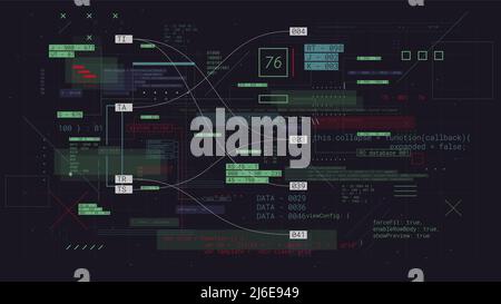 Programmierung futuristischen Cyberspace mit Binärcode, Computer-Technologie-Kommunikation und Datenaustausch, Vektor-Hintergrund Stock Vektor