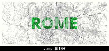Stadtplan Rom, detaillierter Plan Widescreen-Vektor-Poster Stock Vektor