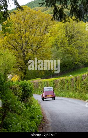 Oldtimer im Frühling Wye durchläuft Wales und das Wye Valley. Stockfoto