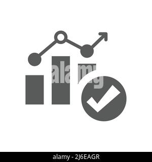 Balkendiagramm mit schwarzem Vektorsymbol. Symbol mit Pfeil nach oben für die Datenanalyse. Stock Vektor