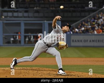 Los Angeles, Kalifornien, USA. . 01.. Mai 2022. Der Pitcher Beau Brieske von Detroit Tigers liefert beim dritten Inning gegen die Los Angeles Dodgers am 30. April 2022 im Dodger Stadium in Los Angeles aus. K. Foto von Jim Ruymen/UPI Credit: UPI/Alamy Live News Stockfoto