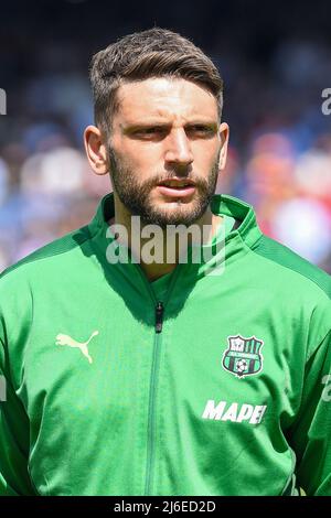 Neapel, Italien. 30 April 2022. Domenico Berardi von US Sassuolo während der Serie Ein Spiel zwischen SSC Napoli und US Sassuolo Calcio Credit:Franco Romano/Alamy Live News Stockfoto