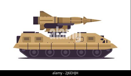 Ukrainische Anti-Flugzeug-Raketensystem spezielle militärische Ausrüstung schwere Fahrzeuge Konzept stoppen Krieg Stock Vektor