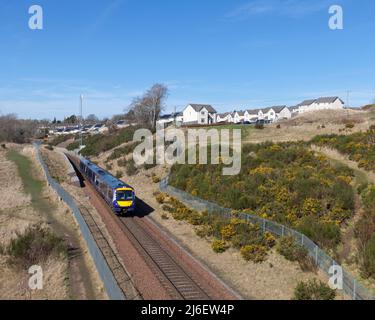 ScotRail class 170 Turbostar train 170408 Passing Gorebridge on the Borders Railway, Scotland, UK Stockfoto