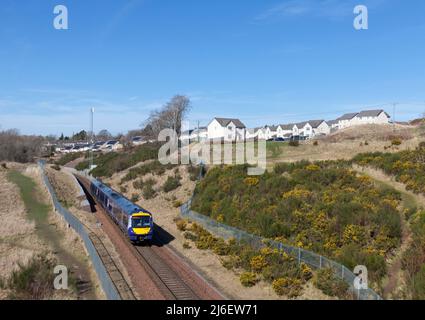 ScotRail class 170 Turbostar train 170408 Passing Gorebridge on the Borders Railway, Scotland, UK Stockfoto