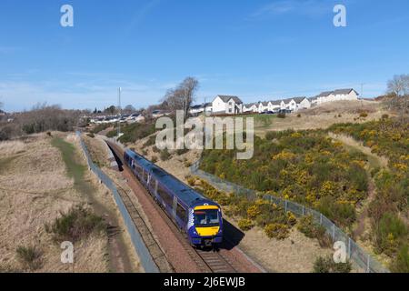 ScotRail class 170 Turbostar train 170408 Passing Gorebridge on the Borders Railway, Scotland, UK Stockfoto