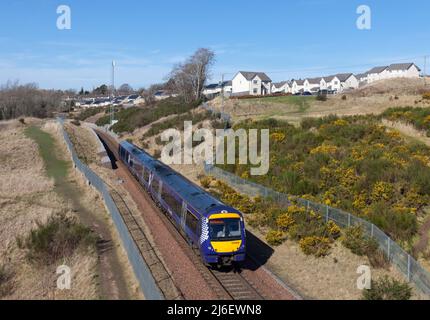 ScotRail class 170 Turbostar train 170408 Passing Gorebridge on the Borders Railway, Scotland, UK Stockfoto