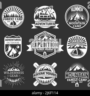 Vektor-Set von Outdoor-Abenteuer-Labels, Embleme Stock Vektor