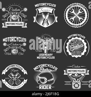 Vector Set von Vintage Motorrad Service-Etiketten Stock Vektor