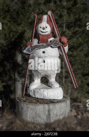 Wood Snowman Stockfoto
