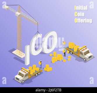Vector isometric ICO-Banner-Poster-Vorlage Stock Vektor