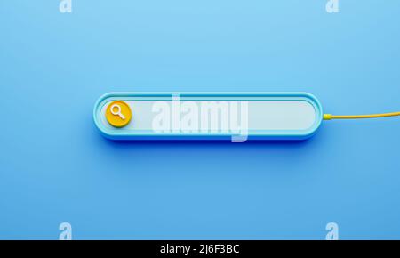 Benutzeroberfläche der Suchleiste mit minimalem Stil und leerem Platz für Text auf blauem Hintergrund. Internet-Vorlage und Form Computer-Grafik-Konzept. 3D Stockfoto