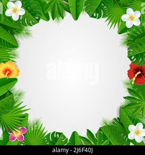 Vektor Papier geschnitten tropischen floralen Rahmen Stock Vektor