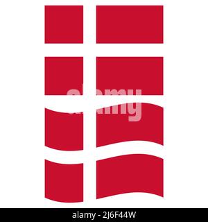 Die Nationalflagge von Dänemark. Dänemark Nationalflagge winkt. Flacher Stil. Stockfoto