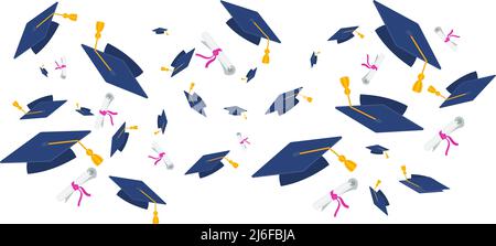 Farbuntergrund für Graduierung. Hochschulabschluss mit Diplom. Stock Vektor