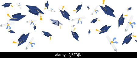 Farbuntergrund für Graduierung. Hochschulabschluss mit Diplom. Stock Vektor