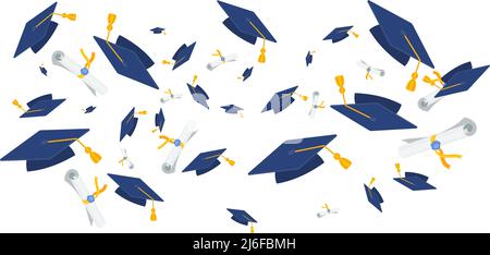 Farbuntergrund für Graduierung. Hochschulabschluss mit Diplom. Stock Vektor