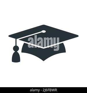 Schwarzes Logo mit Graduierung. Hochschulabschluss mit Diplom. Stock Vektor