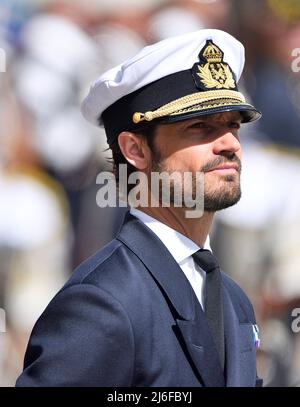 Prinz Carl Philip bei der Feier des Geburtstages des Königs im Königlichen Palast, Stockholm, Schweden am Samstag, 30. April 2022. Foto: Karin Törnblom / TT / kod 2377 Stockfoto