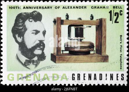 Jahrestag von Alexander Graham Bell auf Briefmarke gefeiert Stockfoto