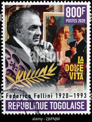 Feier von Federico Fellini auf Briefmarke Stockfoto