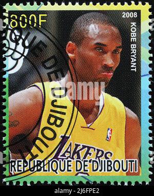 Porträt von Kobe Bryant auf Briefmarke Stockfoto