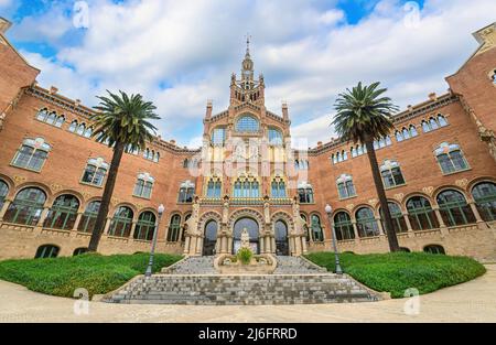 Barcelona, Spanien. Hospital de la Santa Creu i Sant Pau, der größte Jugendstilkomplex der Welt in Barcelona Stockfoto