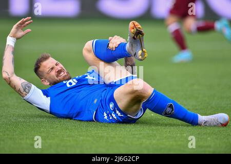 Stadion Carlo Castellani, Empoli, Italien, 01. Mai 2022, Andrea La Mantia (FC Empoli) hat sich bei einem Spiel des FC Empoli gegen den FC Turin - italienische Fußballserie A - verletzt Stockfoto