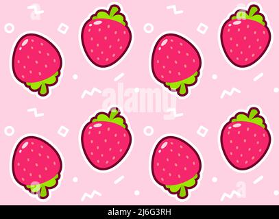 Strawberry Pink Nahtloses Muster. Niedlich und Spaß einfachen Hintergrund, Vektor-Illustration. Stock Vektor