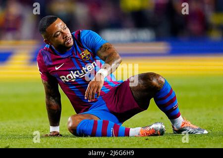 Barcelona, Spanien. 01.. Mai 2022. Memphis Depay vom FC Barcelona während des La Liga-Spiels zwischen dem FC Barcelona und der RCD Mallorca spielte am 01. Mai 2022 im Camp Nou Stadium in Barcelona, Spanien. (Foto von Sergio Ruiz / PRESSINPHOTO ) Kredit: PRESSINPHOTO SPORTAGENTUR/Alamy Live News Stockfoto