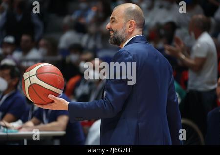 Qalwährend der Serie A1 der italienischen LBA Basketball Meisterschaft Spiel Kigili Fortitudo Bologna vs. Gevi Napoli Basket im Sportpalast Paladozza - Bologna, 01. Mai 2022 - Foto: Michele Nucci Stockfoto