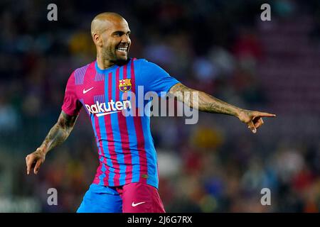 Barcelona, Spanien. 01.. Mai 2022. Dani Alves vom FC Barcelona während des La Liga-Spiels zwischen dem FC Barcelona und der RCD Mallorca spielte am 01. Mai 2022 im Camp Nou Stadium in Barcelona, Spanien. (Foto von Sergio Ruiz / PRESSINPHOTO ) Kredit: PRESSINPHOTO SPORTAGENTUR/Alamy Live News Stockfoto