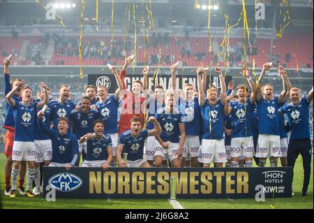 Oslo, Norwegen. 01., Mai 2022. Die Spieler von Molde feiern den Sieg des Norwegischen Pokalfinales, des NM Menn Finales, zwischen Bodoe/Glimt und Molde im Ullevaal Stadion in Oslo. (Foto: Gonzales Photo - Jan-Erik Eriksen). Kredit: Gonzales Foto/Alamy Live Nachrichten Stockfoto