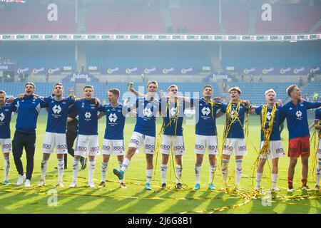 Oslo, Norwegen. 01., Mai 2022. Die Spieler von Molde feiern den Sieg des Norwegischen Pokalfinales, des NM Menn Finales, zwischen Bodoe/Glimt und Molde im Ullevaal Stadion in Oslo. (Foto: Gonzales Photo - Jan-Erik Eriksen). Kredit: Gonzales Foto/Alamy Live Nachrichten Stockfoto