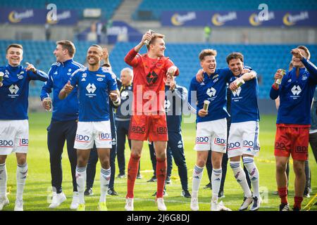 Oslo, Norwegen. 01., Mai 2022. Die Spieler von Molde feiern den Sieg des Norwegischen Pokalfinales, des NM Menn Finales, zwischen Bodoe/Glimt und Molde im Ullevaal Stadion in Oslo. (Foto: Gonzales Photo - Jan-Erik Eriksen). Kredit: Gonzales Foto/Alamy Live Nachrichten Stockfoto