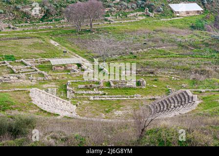 Das Theater der antiken griechischen Morgantina in Sizilien Stockfoto