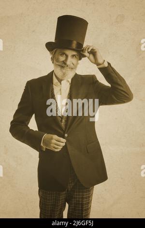Altes Foto eines stilvollen, reifen Gentleman Stockfoto
